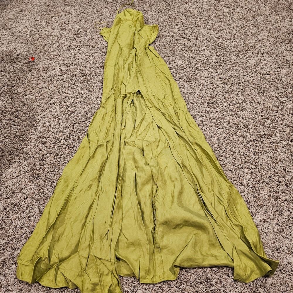 Bec + Bridge Maxi Dress Halter Open Back Moss Green Size 2